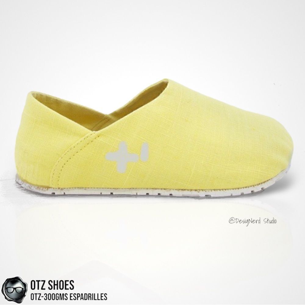 OTZ SHOES OTZ-300GMS LINEN ESPADRILLES MINIMALIST SLIP ON IN YELLOW WITH CORK